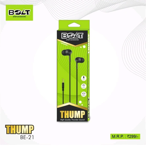 BOLTE BE-21 Wired Ear Headphone Thump Series, Thunder Sound