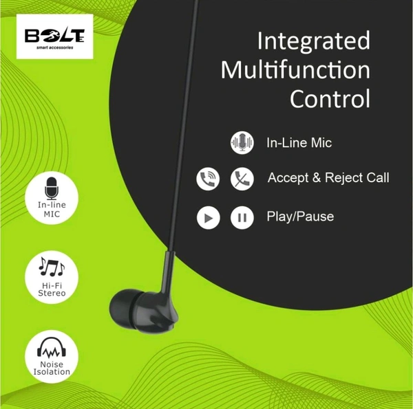 BOLTE BE-21 Wired Ear Headphone Thump Series, Thunder Sound