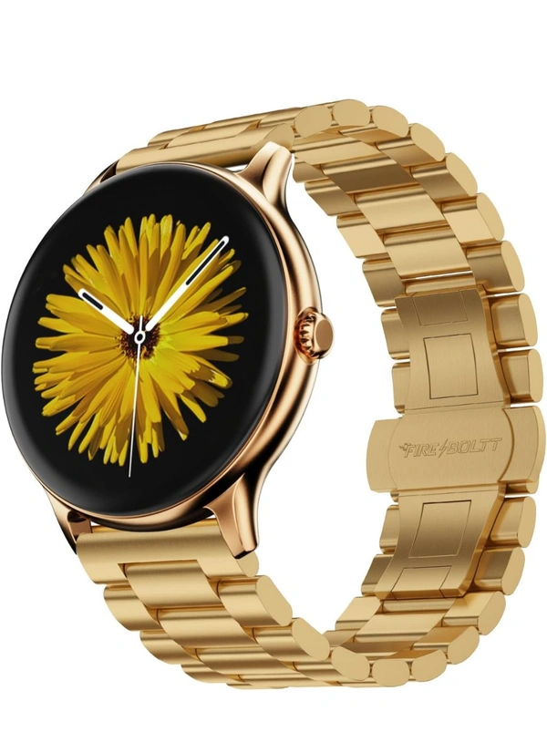 Fire-Boltt Newly Launched Phoenix Ultra Blaze Luxury Stainless Steel, Bluetooth Calling Smart Watch, AI Voice Assistant, Metal Body with 120+ Sports Modes, SpO2, Heart Rate Monitoring (Gold) - GOLD, Stainless Steel