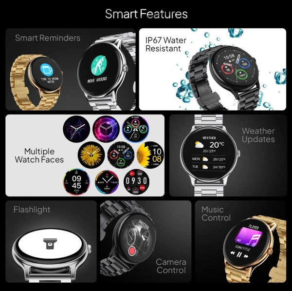 Fire-Boltt Newly Launched Phoenix Ultra Blaze Luxury Stainless Steel, Bluetooth Calling Smart Watch, AI Voice Assistant, Metal Body with 120+ Sports Modes, SpO2, Heart Rate Monitoring (Gold) - GOLD, Stainless Steel