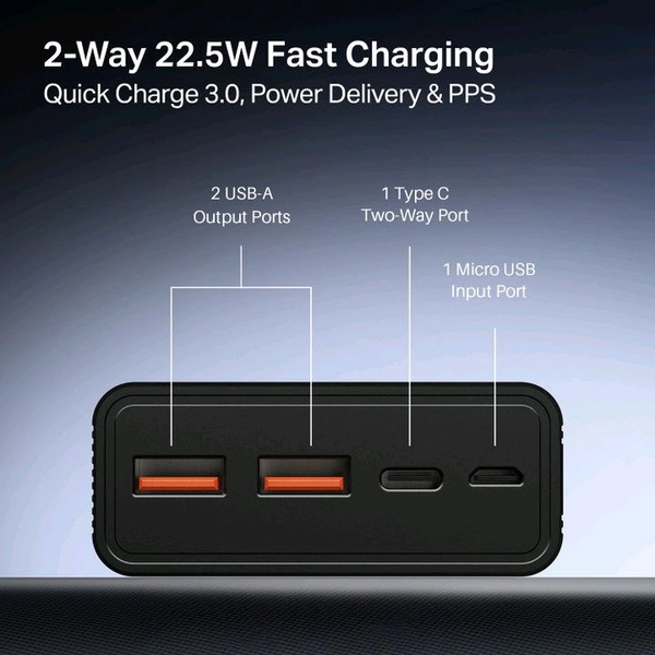 boAt 20000 mAh 22.5 W Power Bank - Black, 20K