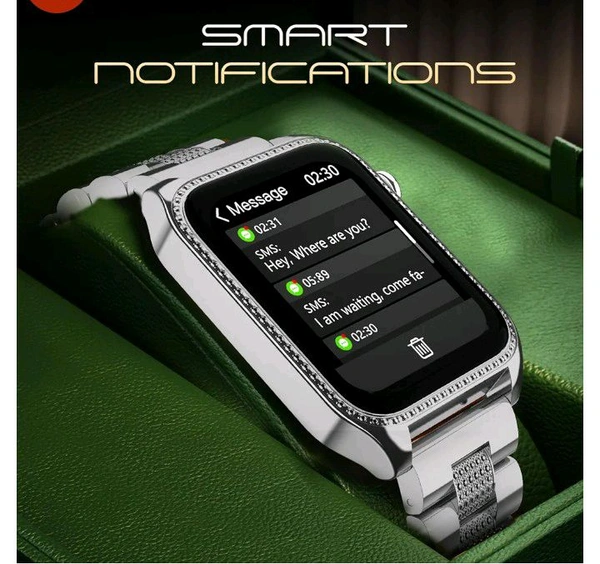 Fire-Boltt Xelor Luxury Stainless Steel Smart Watch. 1.78" AMOLED, Always-On Display, 368 * 448 px Resolution, Bluetooth Calling, 75 HZ Refresh Rate - Silver Premium Strap, Smart Watch