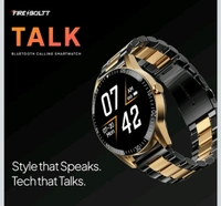 Fire-Boltt Talk 2 Pro Ultra 1.39" Round Display Stainless Steel Luxury Smart Watch, Bluetooth Calling & 360 Health Monitoring, 123 Sports Modes, Inbuilt Voice Assistant - Smartwatch, Gold