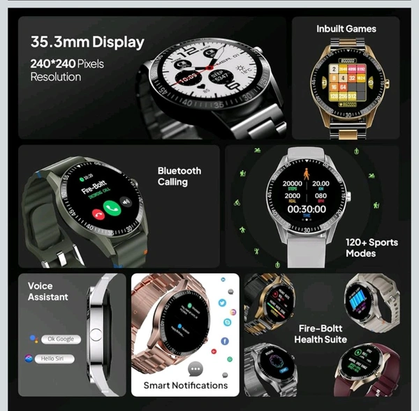 Fire-Boltt Talk Bluetooth Calling Smartwatch, 1.39" TFT Display with Dual Button, Hands On Voice Assistance, 120 Sports Modes, in Built Mic & Speaker - Silver, Smartwatch