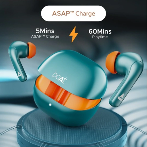 boAt Airdopes 155 w/ 40H Playtime, In-Ear Detection & Quad Mics w/ ENx Tech - Active Teal