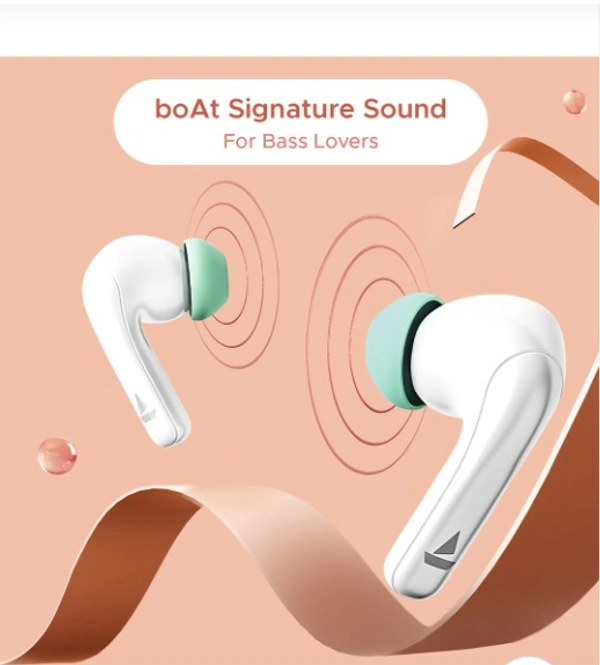 boAt Airdopes 155 w/ 40H Playtime, In-Ear Detection & Quad Mics w/ ENx Tech - Ivory White, TWS