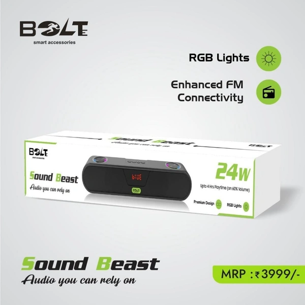 BOLTE 24W WIRELESS SOUND BAR (SOUND BEAST) SP-24 - Black, Speakers