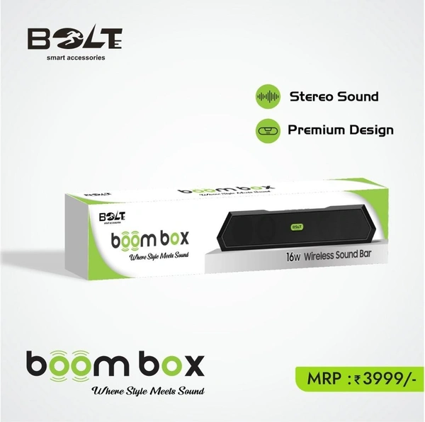 BOLTE 16W WIRELESS SOUND BAR (BOOM BOX) SP-16 - Black, Speakers