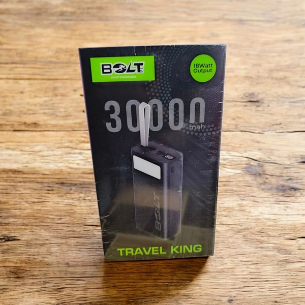 BOLTE (18W) POWER BANK 30000 mAh 2 USB OUTPUT (TRAVEL KING) BPB-30 - Black, 3OK mAh