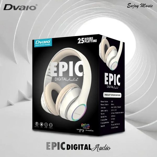 Dvaio XD-N59 RGB Headphones withBluetooth, Aux and TF - Beige, RGB