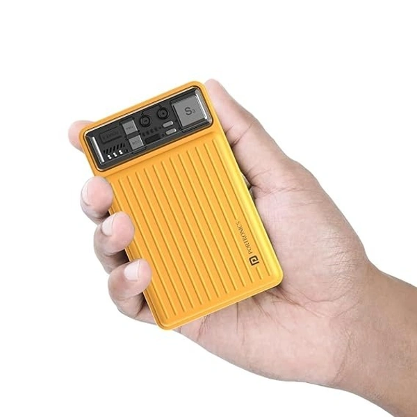 Portronics Luxcell Mini 10K Advanced 10000 mAh Smallest Power Bank with 22.5W Max Output, LED Indicator, Mach USB-A Output, Type C PD Output, Type C Input, Wake Up Button - Yellow, 10K 22.2w