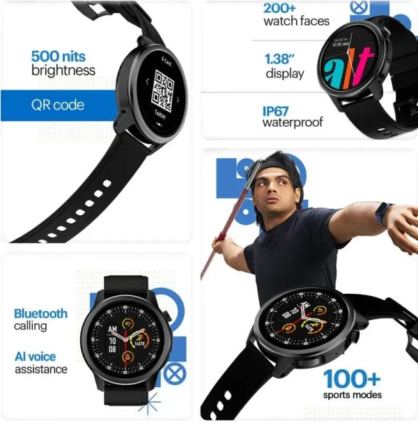 Noise Alt Vibe Bt Calling with 1.38 Inch Hd Display - Black, Smartwatch