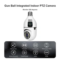Dual Lens Dual Screen Bulb WiFi Wireless 4MP HD Live View, Bullet+PTZ Control, Two Way Talk, Color Night Vision, AI Human Detection Indoor Camera - Green