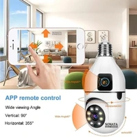 Dual Lens Dual Screen Bulb WiFi Wireless 4MP HD Live View, Bullet+PTZ Control, Two Way Talk, Color Night Vision, AI Human Detection Indoor Camera - Green