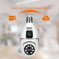 Dual Lens Dual Screen Bulb WiFi Wireless 4MP HD Live View, Bullet+PTZ Control, Two Way Talk, Color Night Vision, AI Human Detection Indoor Camera - Green