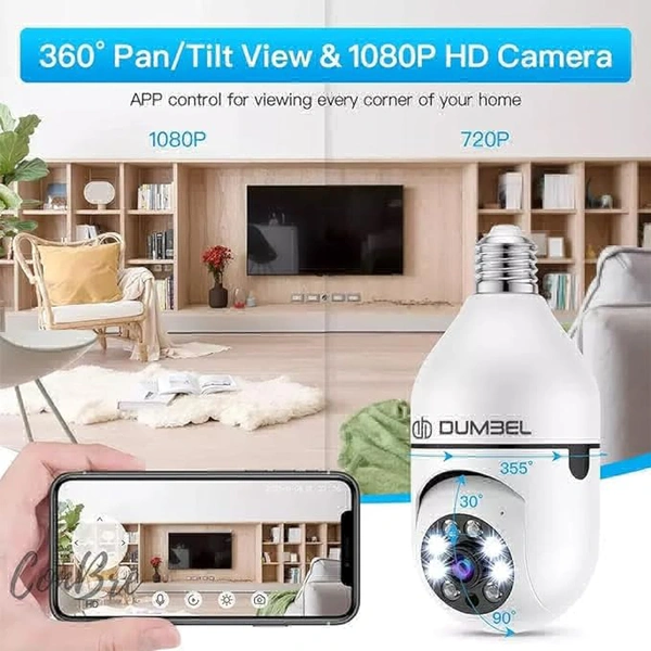 BULBCAM 1080p HD Bulb Light Wireless WiFi Indoor IP Camera, Fish Eye 360 Degree Panoramic Mini Lamp IR CCTV Home Security Camera