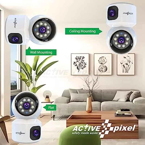 Active Pixel 4MP 1080p ABS Dual Lens WiFi Wireless Camera with IR Night Vision, Motion Detection & Two-Way Audio