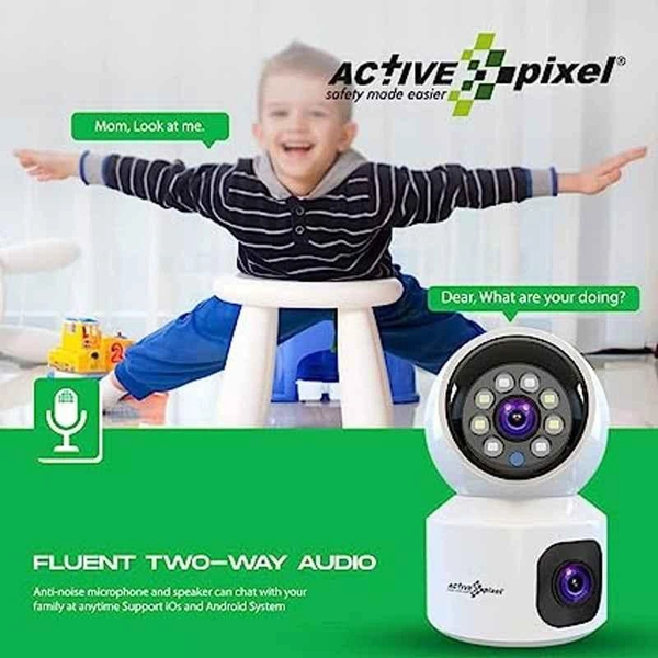 Active Pixel 4MP 1080p ABS Dual Lens WiFi Wireless Camera with IR Night Vision, Motion Detection & Two-Way Audio