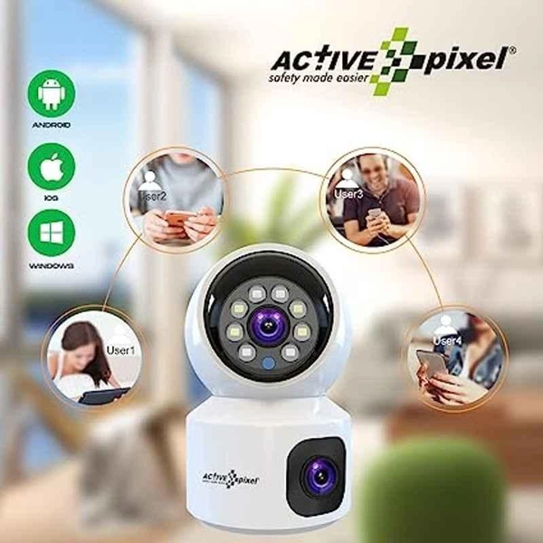 Active Pixel 4MP 1080p ABS Dual Lens WiFi Wireless Camera with IR Night Vision, Motion Detection & Two-Way Audio