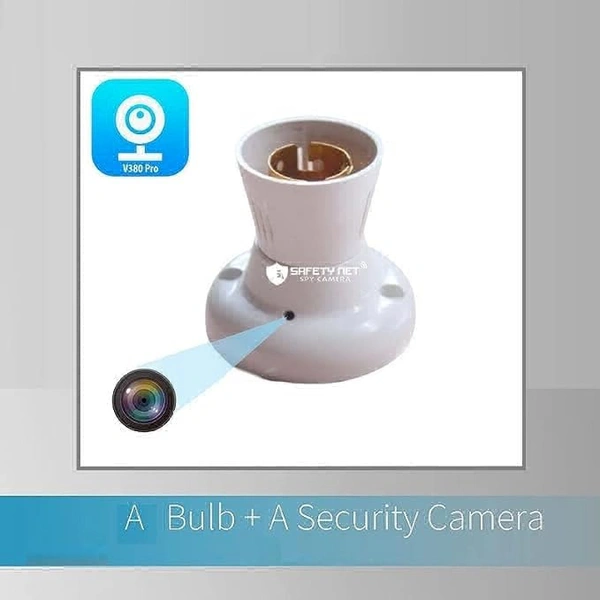 Net Full HD Spy Camera WiFi 1080p Bulb Holder Camera Mini Security Camera with Video Recording Watch Live 24 Hours(V380 PRO APP ) White