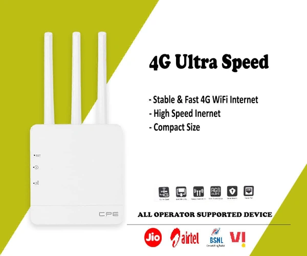  5G & 4G Mobile Sim Based Router with Triple Antenna with 150 Mbps Speed, Plug and Play,Support,NVR, DVR, WiFi,Camera,All 4G Sim Card