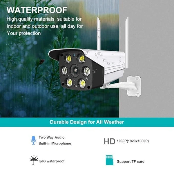  4G 3G Sim Outdoor CCTV Bullet Camera| Wide Angle View and Colored Night Vision | IP66 Waterproof Camera | Two Way Audio | Support Cloud Storage and SD Card Upto 128 GB| White (4G SIM)