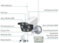 HD 1080P WiFi IP Camera Surveillance 2.0MP 4MP Wireless Outdoor Waterproof Color Night Vision CCTV Camera Cloud Storage P2P Outdoor Bullet