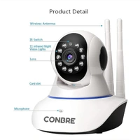 MultipleXR2 Pro {Upgraded} HD Smart WiFi Wireless IP CCTV Security Camera | Night Vision | 2-Way Audio | Support 64 GB Micro SD Card SlotVisit the Conbre Stor