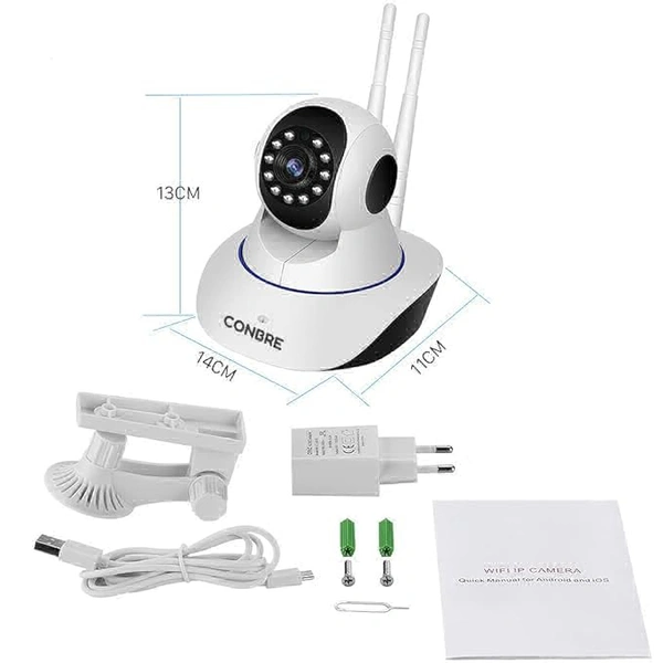 MultipleXR2 Pro {Upgraded} HD Smart WiFi Wireless IP CCTV Security Camera | Night Vision | 2-Way Audio | Support 64 GB Micro SD Card SlotVisit the Conbre Stor