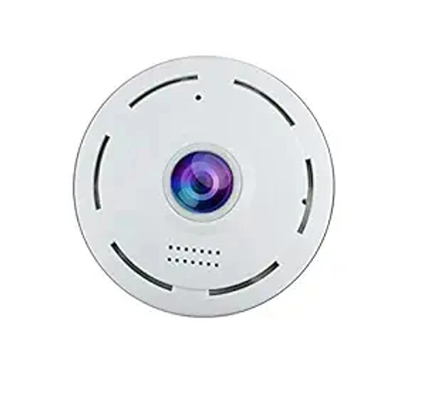 C6 Bulb Camera - 360-Degree Fisheye Lens Wi-Fi Security Camera with Intelligent Motion Detection, Super Night Vision, and Built-in Microphone and Speaker for Home, Office, and Shop Surveillanc
