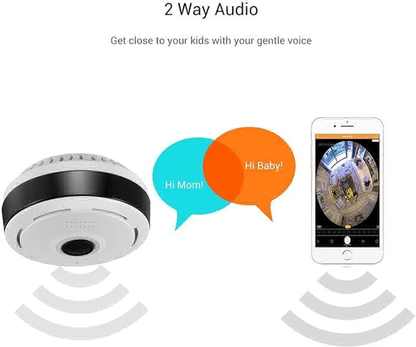 C6 Bulb Camera - 360-Degree Fisheye Lens Wi-Fi Security Camera with Intelligent Motion Detection, Super Night Vision, and Built-in Microphone and Speaker for Home, Office, and Shop Surveillanc
