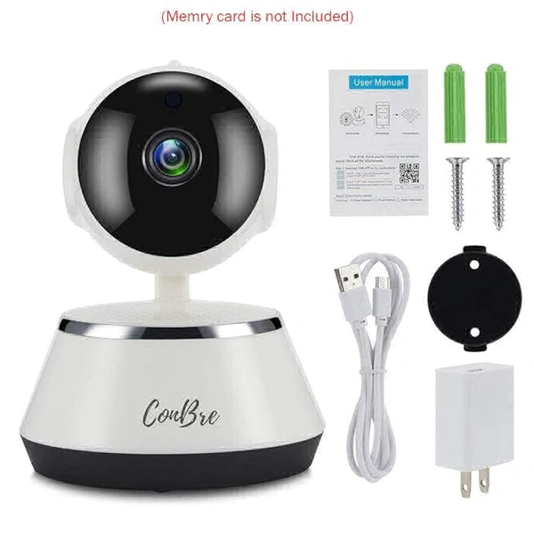MiniXR V380 Pro Wireless HD Security CCTV Camera Night Vision Supports up to 64gb SD Card (White)