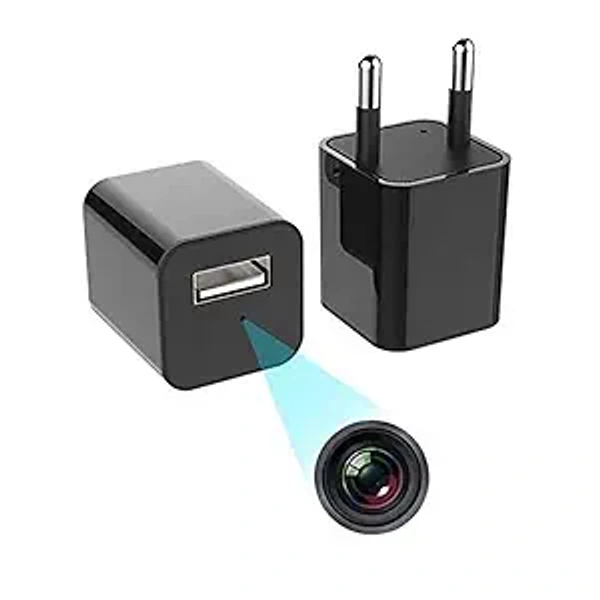 Charger Camera for Home, Charger Adapter CCTV with Mobile Viewing & Night Vision 1080P Mini Lamp IR CCTV Home Security Plug & Play Charger Camera