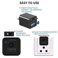 Charger Camera for Home, Charger Adapter CCTV with Mobile Viewing & Night Vision 1080P Mini Lamp IR CCTV Home Security Plug & Play Charger Camera