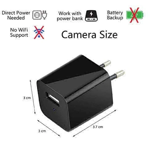 Charger Camera for Home, Charger Adapter CCTV with Mobile Viewing & Night Vision 1080P Mini Lamp IR CCTV Home Security Plug & Play Charger Camera