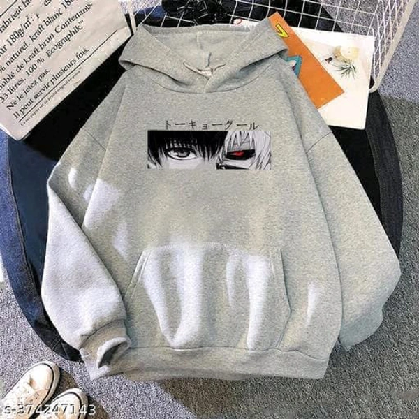 United Style  Anime Printed Hoodie  - Gray, S