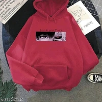United Style  Anime Printed Hoodie  - Magenta / Fuchsia, S