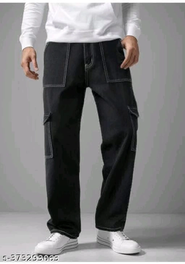 United Style Unisex Black Baggy Fit Jeans  - Black, 32