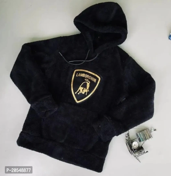 Woolen Hoodie  - Black, XXL