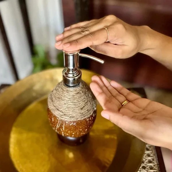 Soap Dispenser - Soap Dispenser with Metal Pump & Coir Rope Detail