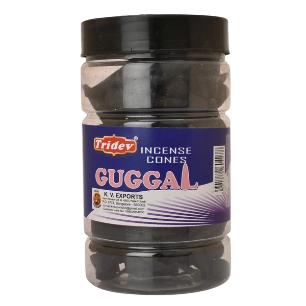 Tridev Incense Cones - Guggal, 225 gms., Jar