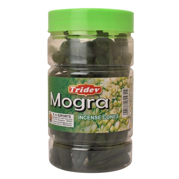 Tridev Incense Cones - Mogra, 225 gms., Jar
