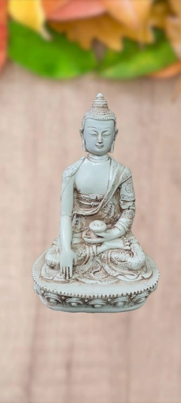 PJH Medium Size Polyresin Meditating Buddha Statue for Home Decor, Yoga Room, and Spiritual Ambience. - L 3.5 x B 2 x H 5.5 Inch., Polyresin, 278 Gms., Box