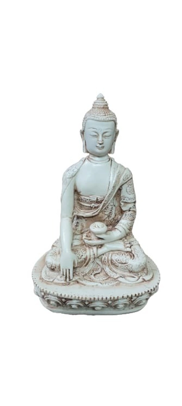 PJH Medium Size Polyresin Meditating Buddha Statue for Home Decor, Yoga Room, and Spiritual Ambience. - L 3.5 x B 2 x H 5.5 Inch., Polyresin, 278 Gms., Box