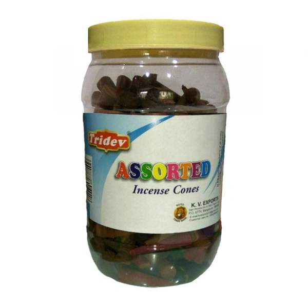Tridev Incense Cones - Assorted, 500 Gms., Jar
