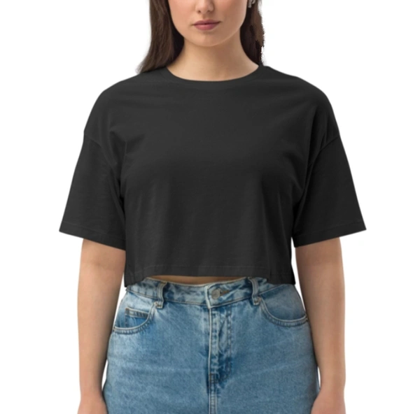 Custom Print Crop Top Female (SEND THE IMAGES TO THE WHATSAPP CHAT - 7305508023 TO PRINT) - Black, XL