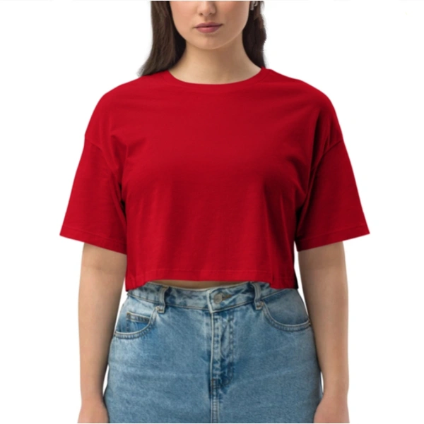 Custom Print Crop Top Female (SEND THE IMAGES TO THE WHATSAPP CHAT - 7305508023 TO PRINT) - Red, L