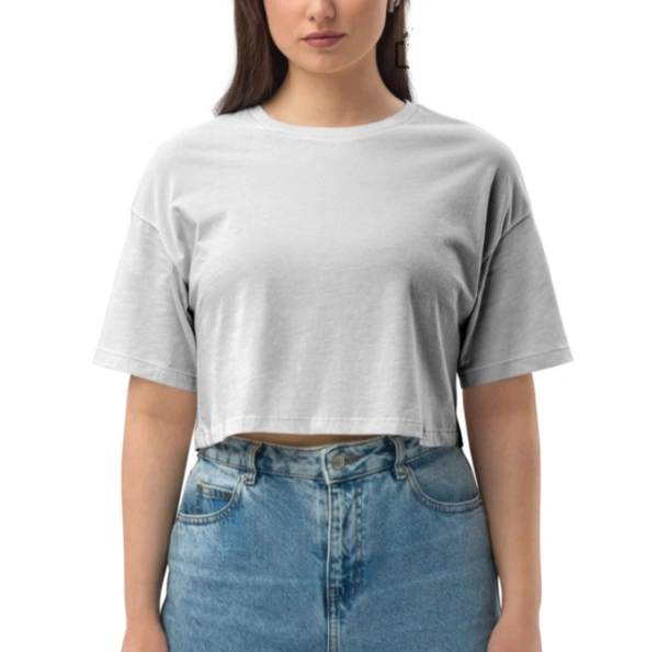 Custom Print Crop Top Female (SEND THE IMAGES TO THE WHATSAPP CHAT - 7305508023 TO PRINT) - White, L