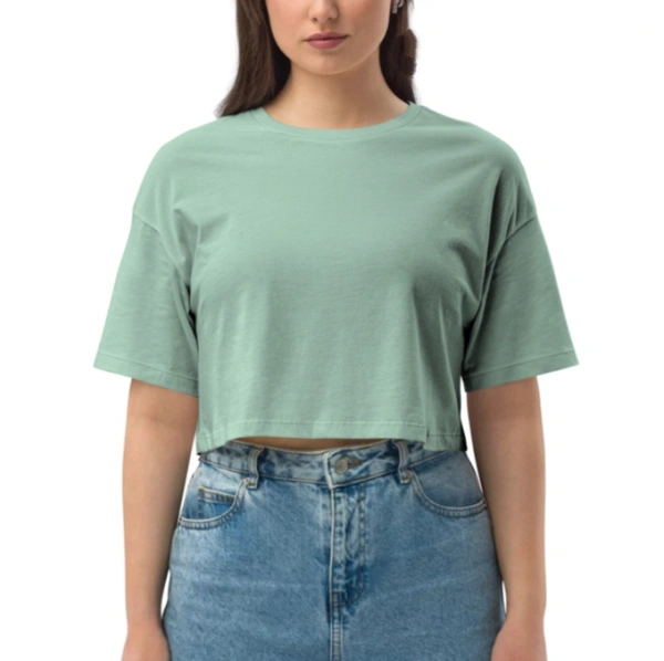 Custom Print Crop Top Female (SEND THE IMAGES TO THE WHATSAPP CHAT - 7305508023 TO PRINT) - Mint Green, M