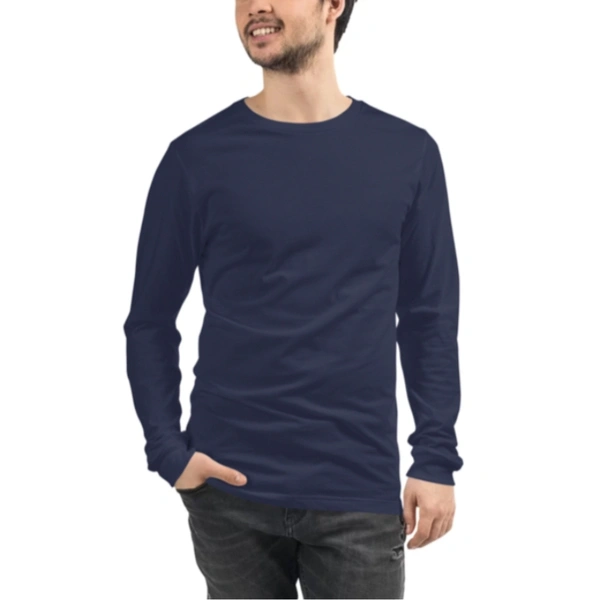 Custom Print Full Sleeve Tee Male - Navy Blue, S